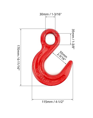Miniatura 6 de QWORK Gancho de elevación de gran apertura de acero aleado, paquete de 2 ganchos de elevación de grúa de carga fuerte de 6600 libras, fácil de