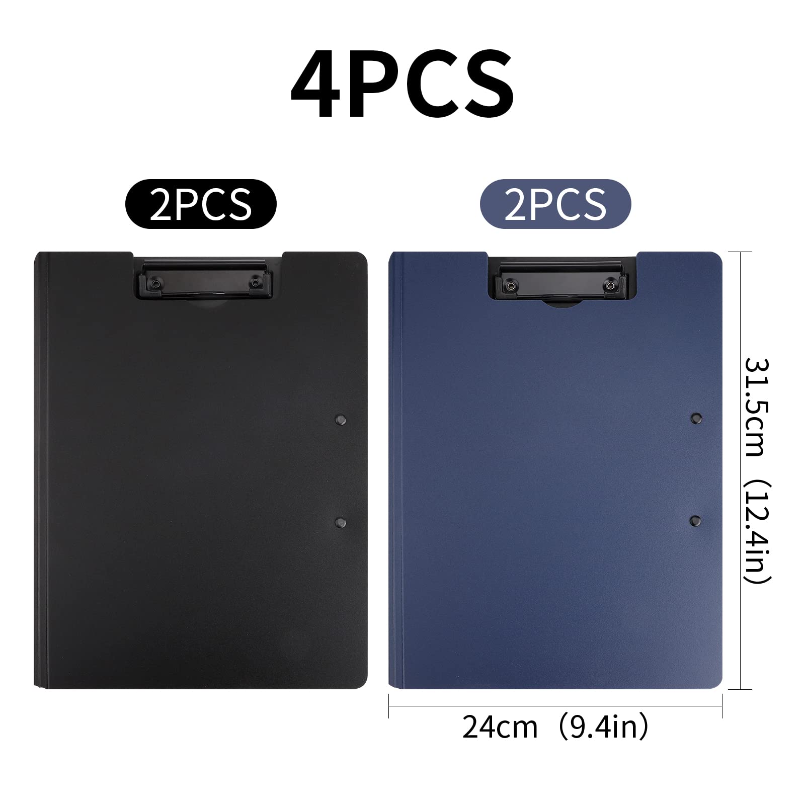 Lot De 4 Porte-Blocs A4 Plastique Colorés - Supports Documents Rigides Avec Pince, Idéal Bureau Et École