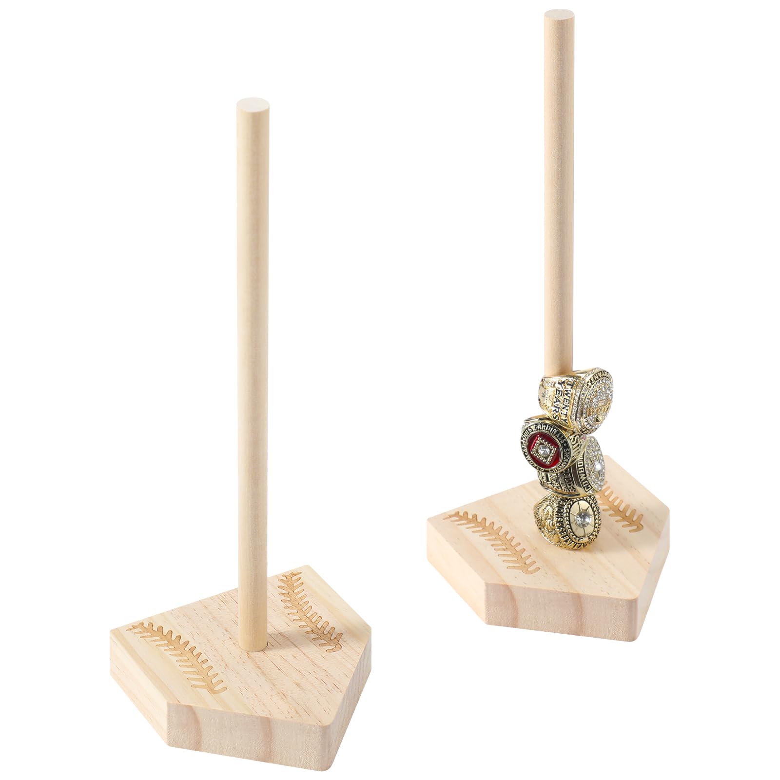 Photo 1 of Beeveer Baseball/Softball Wooden Ring Holder - Set of 2