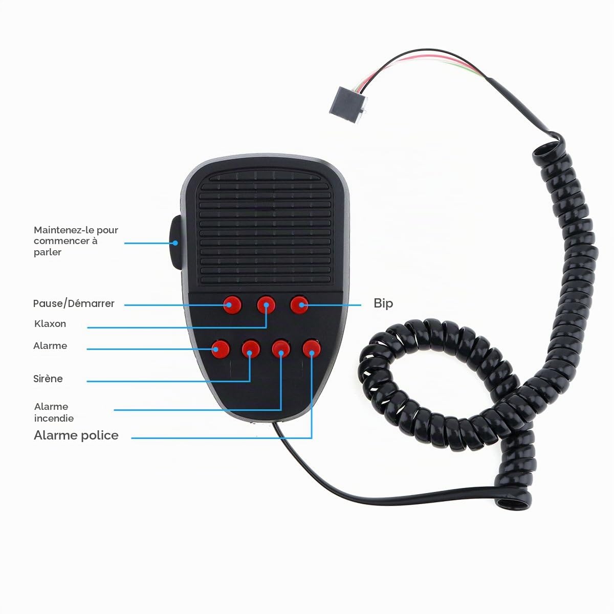 Sirène d'avertissement puissante 12 V pour voiture, vans, camions, motos avec haut-parleur 150 dB 100 W