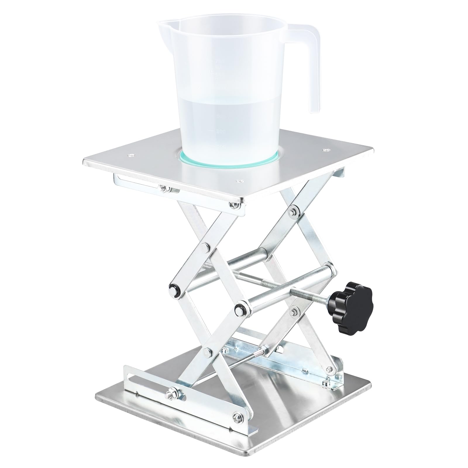 BOOMSTART Table élévatrice de laboratoire en acier inoxydable - Plateforme de levage de laboratoire - 200 x 200 mm - Support - Cric à ciseaux de laboratoire - Commande manuelle pour laboratoire - Cric