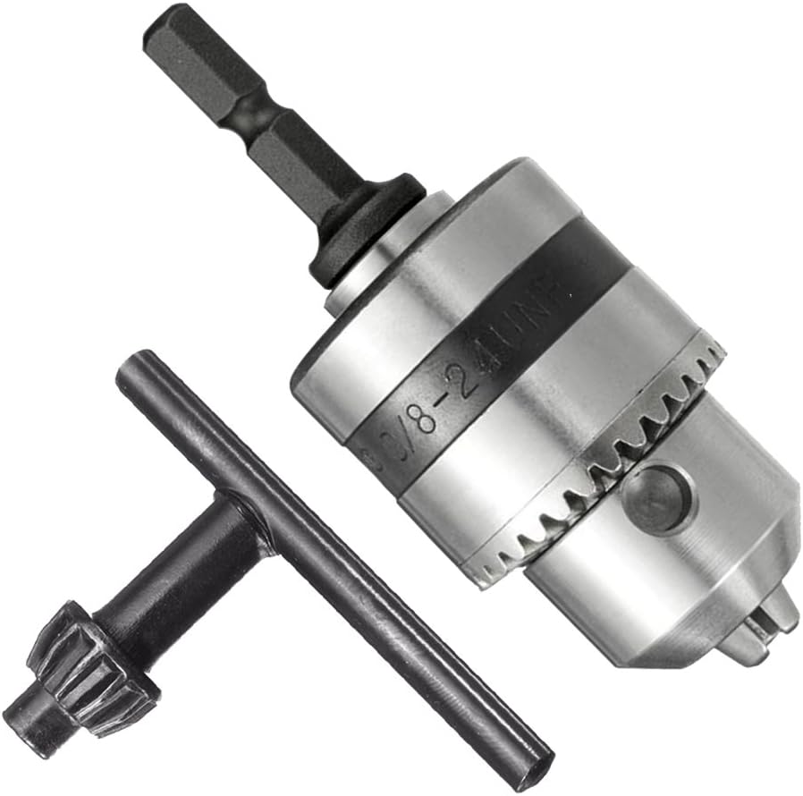 Bestgle 1.510mm Capacity Mount 3/824UNF Drill Chuck 1/4" Hex Shank Converter Impact Drill
