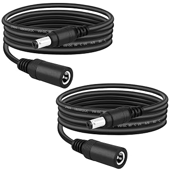 3.3FT DC Power Extension Cable 2 Pack, 5.5x2.1mm Male to Female 18AWG 6A Max DC Power Cord for Security Camera, Surveillance NVR System, Router, LED Strip, Light Strips, Projector, Set Top Box