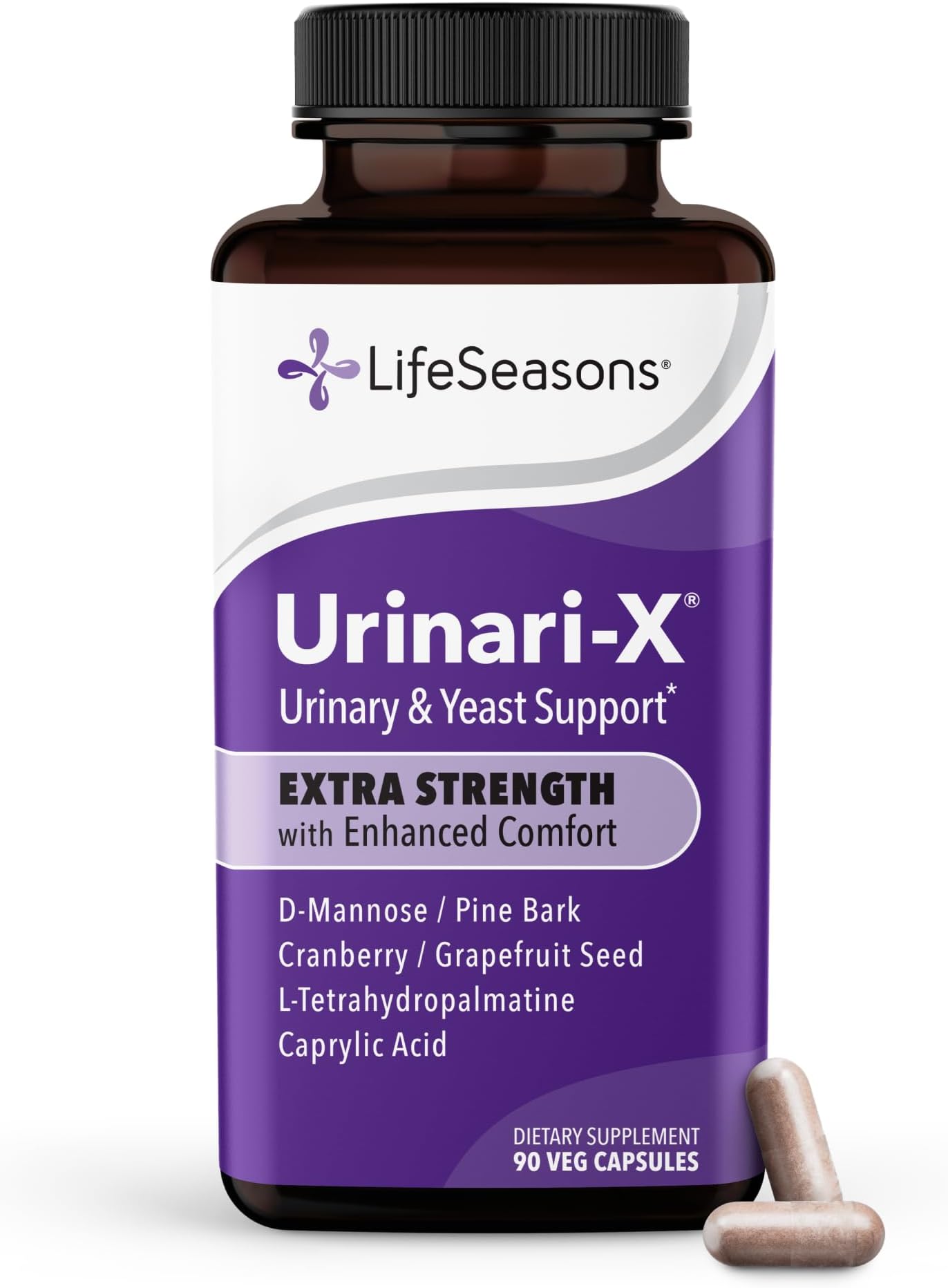 - Urinari-X Extra Strength with Enhanced Comfort - Urinary Tract Support - Fast UTI Relief - Vitamin Supplement for Bladder Function - D-Mannose, Cranberry, Pinebark, Uva Ursi & Grapefruit - 90 Capsules