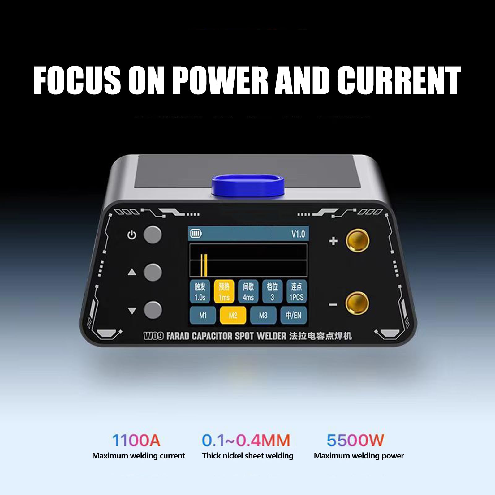 Saldatore multifunzione W09 5500W 1100A per saldatura batterie | Riparazione professionale del nichel della scheda controllo del gruppo batteria da 5500 W 1100 A con