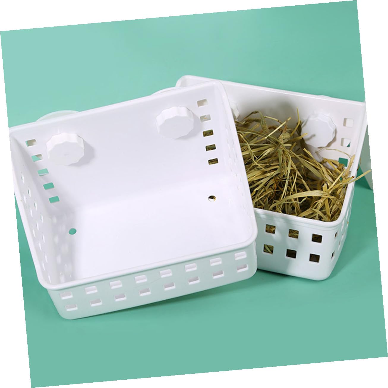 Mangeoire Suspendue pour Lapin, Lot de 2, Plastique Blanc