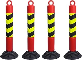 2,4 piezas Postes de señales de tráfico, barandillas de estacionamiento, postes de señales de seguridad, conos de estacionamiento reflectantes emergentes de plástico cónico (color: blanco, tamaño: 4 p