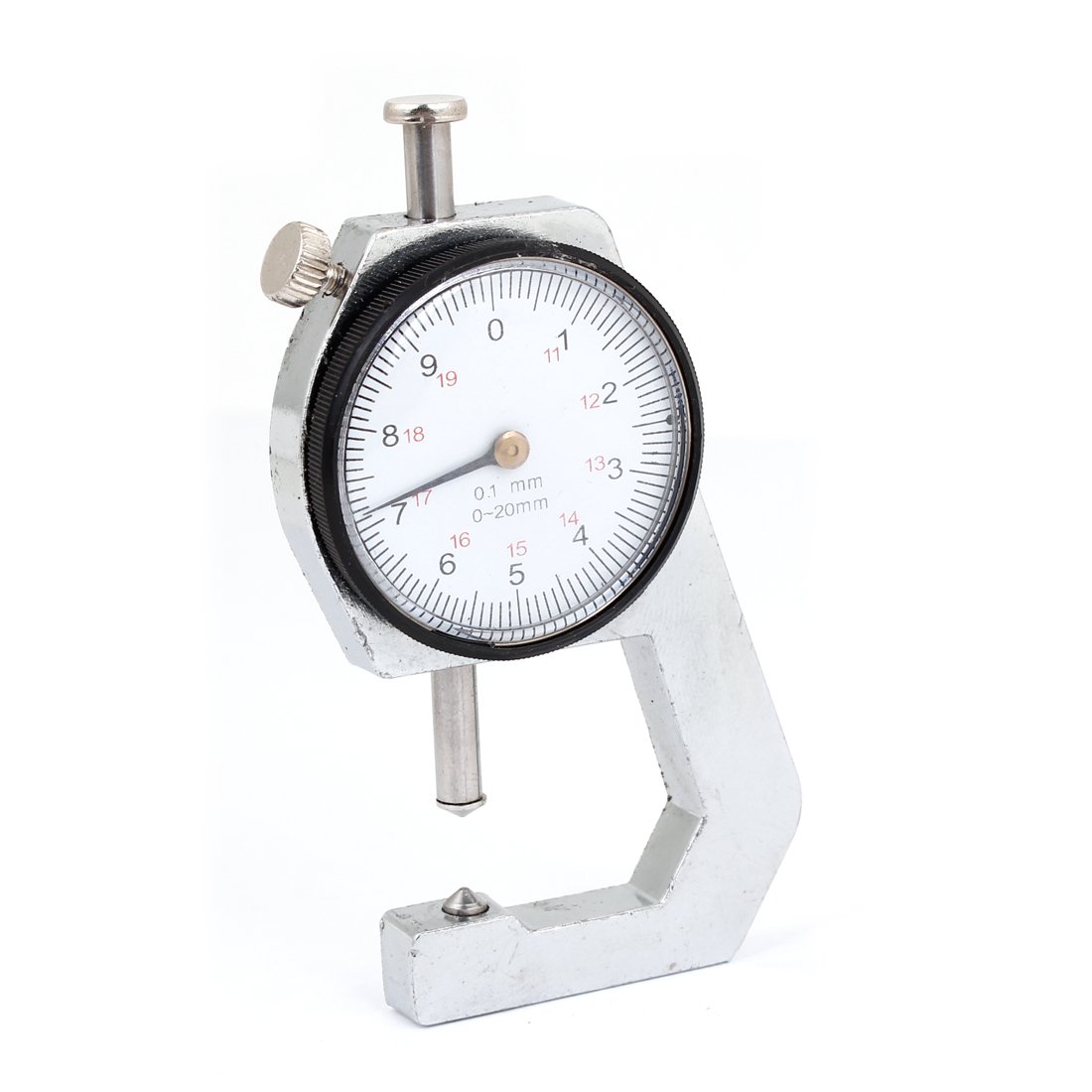 Aexit Silver Tone Measuring tools Black Rounded Dial Case 0-20mm x 0.1mm Thickness Gauge Model:78as513qo647