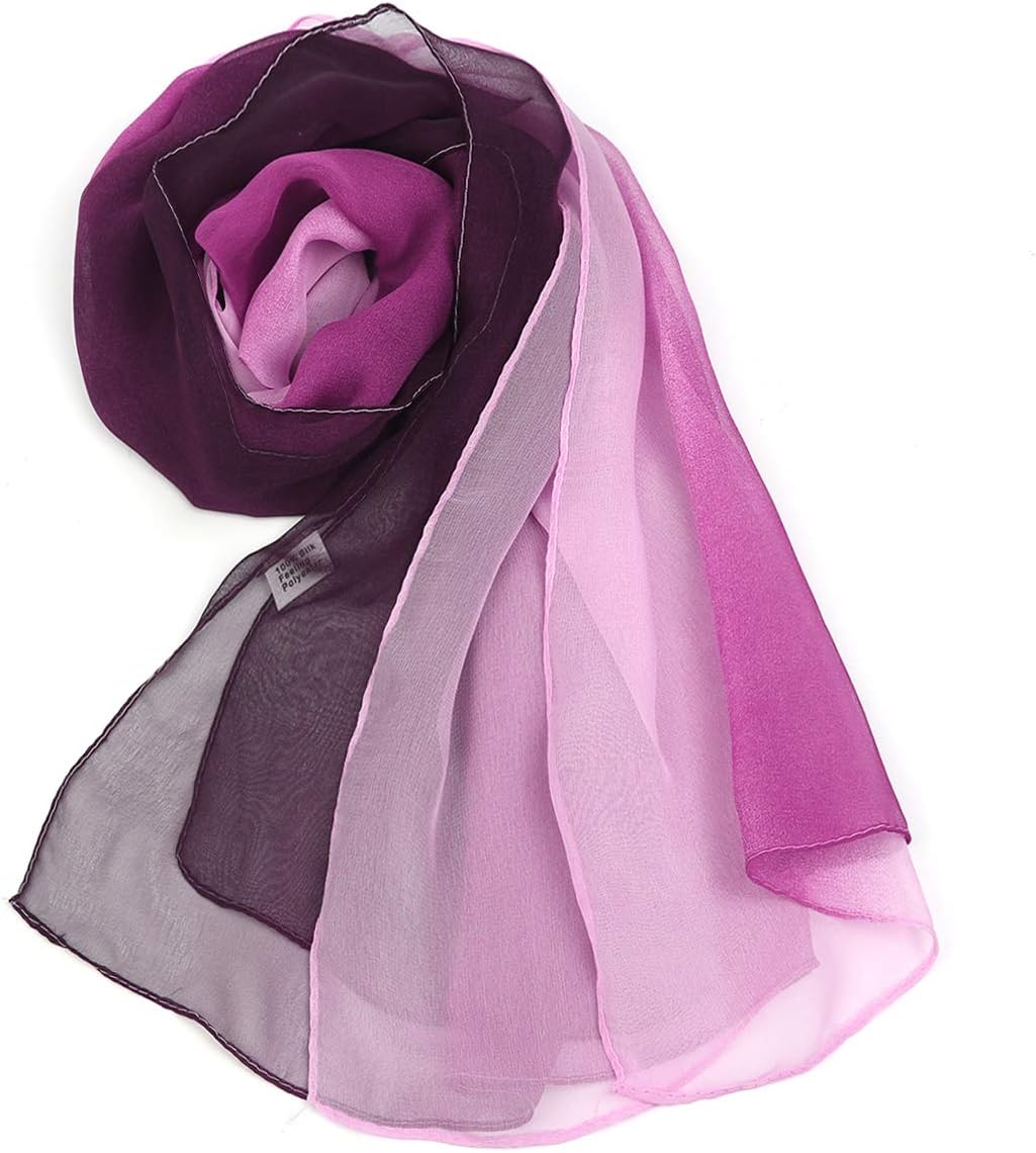 uxcell Long Chiffon Lightweight Sheer Wedding Scarf Silky Gradient Color Party Shawl Spring Summer Beach Wrap for Women - Image 2