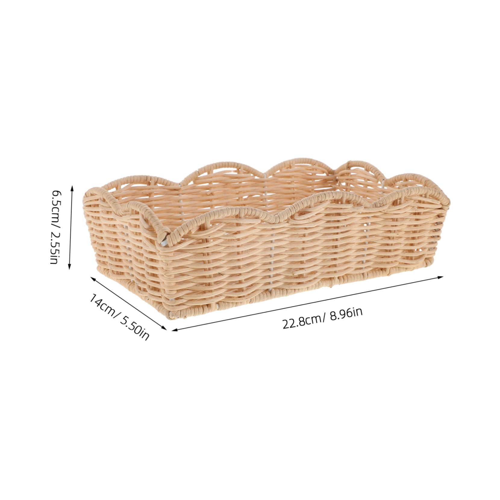 INOOMP Woven Rattan Food Basket Large Decorative Storage Tray for Kitchen Countertop Spacious Serving for Fruits Bread and Snacks Versatile Display Basket for Home and Parties