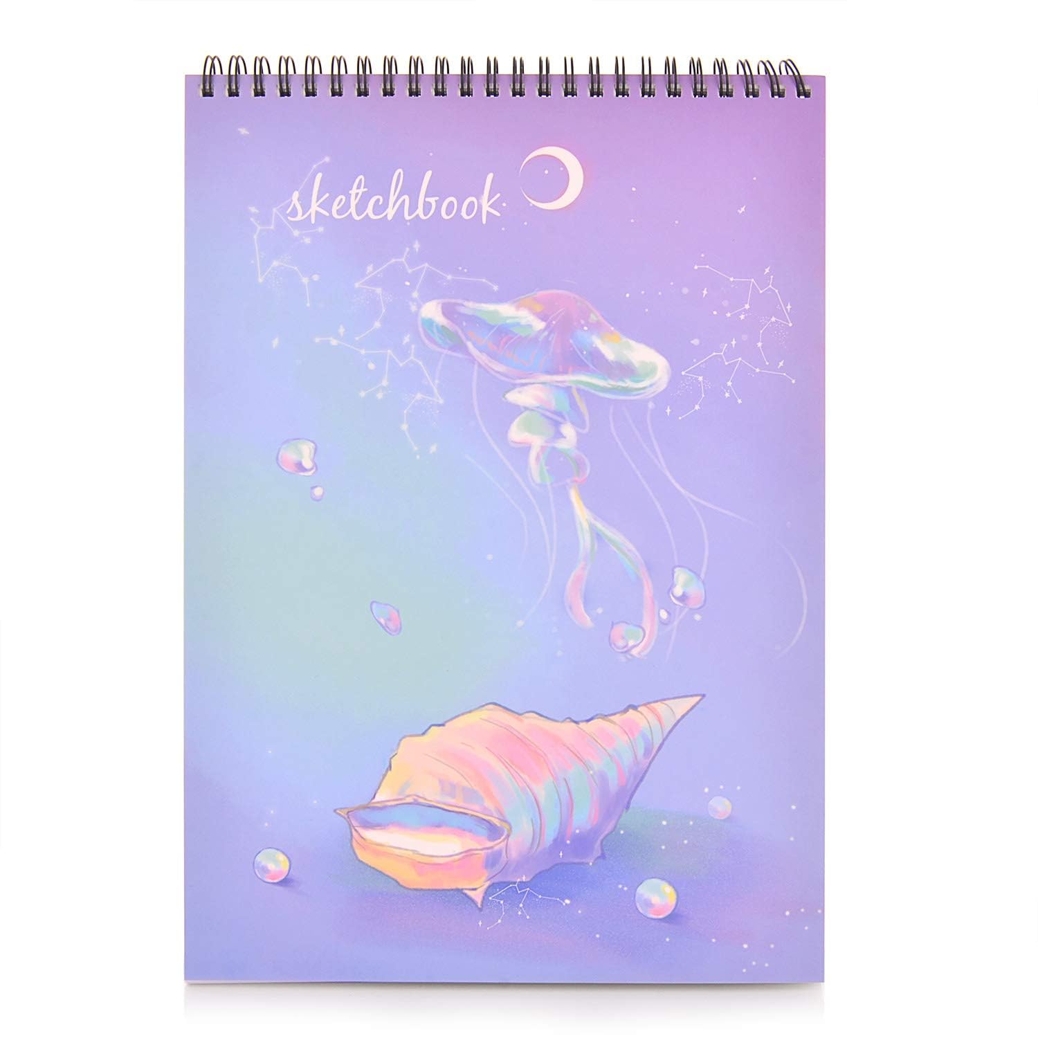 TERRIFI Sketch Book, Spiral Bound Artist Sketch Pad, Durable Acid Free Drawing Paper for Drawing, Painting, Sketching or Doodling, Purple Cover, White Paper (Sketch Book- Purple, 8”X11.5”)