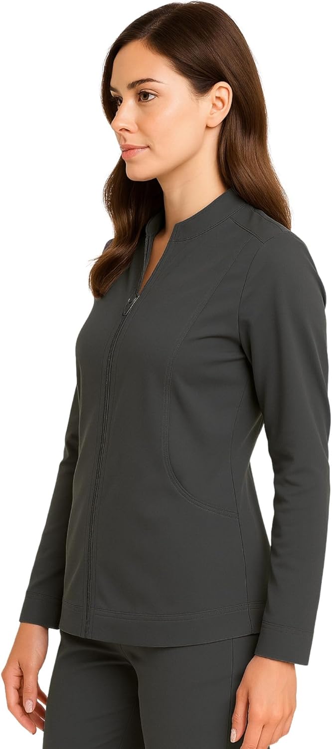M&M SCRUBS Women's Ultra Soft Front Zip Warm-Up Scrub Jacket - Image 5