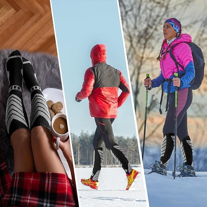 Merino Wool Ski Socks - 2 Pairs Knee High Skiing Socks, Winter Warm Snowboard Thermal Socks - Image 7