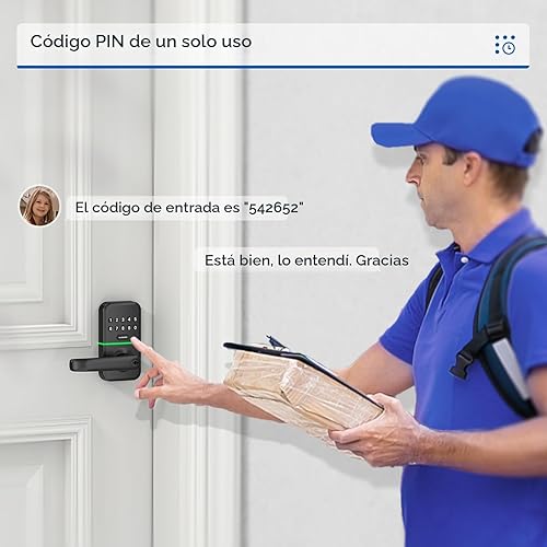 Miniatura 5 de Cerradura de manija de puerta inteligente con teclado perilla digital de entrada sin llave Kucacci para puerta delantera - Cerradura inteligente