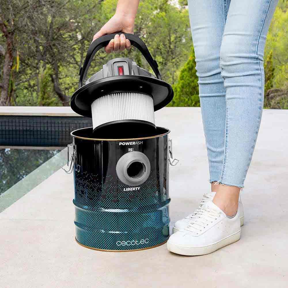 Cecotec Conga Ash 7000 Liberty Aspirateur à Cendres 15L 120W 18V Batterie Filtre Maille Métallique Acier Inoxydable