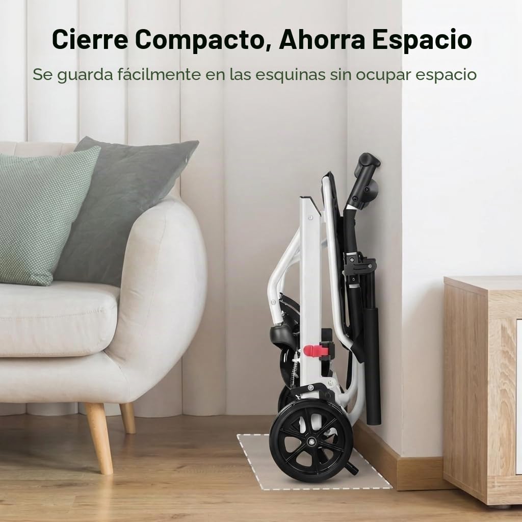 Silla de ruedas plegable ultraligera con freno de mano, marco de acero al carbono ligero de 8,2 kg, ruedas giratorias de 280°, correa de seguridad ajustable, silla de ruedas portátil para interiores y