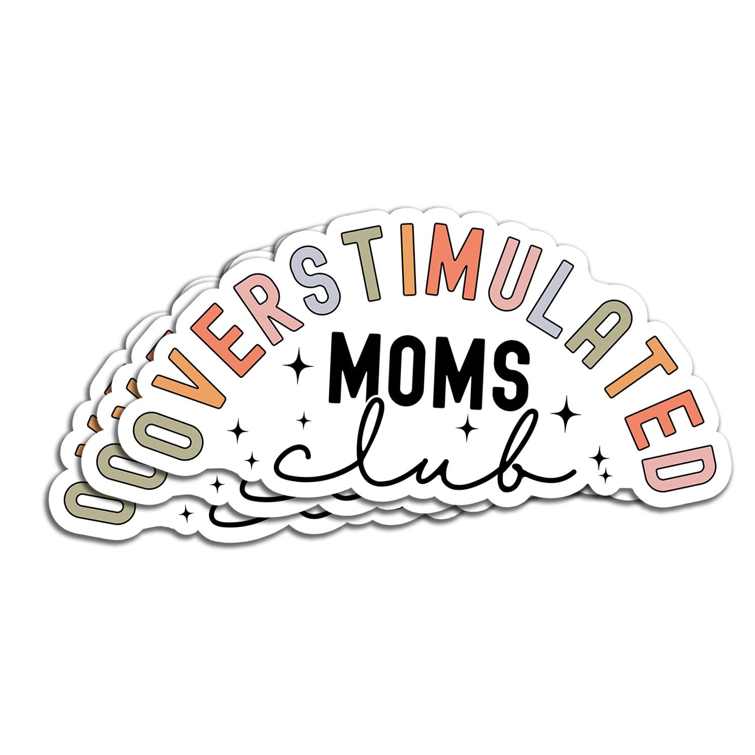 (3Pcs) Overstimulated Moms Club Sticker Funny Gifts for Mom Motivational Quote Decals Grandma Waterproof Vinyl Stickers for Books Laptops Phone Water