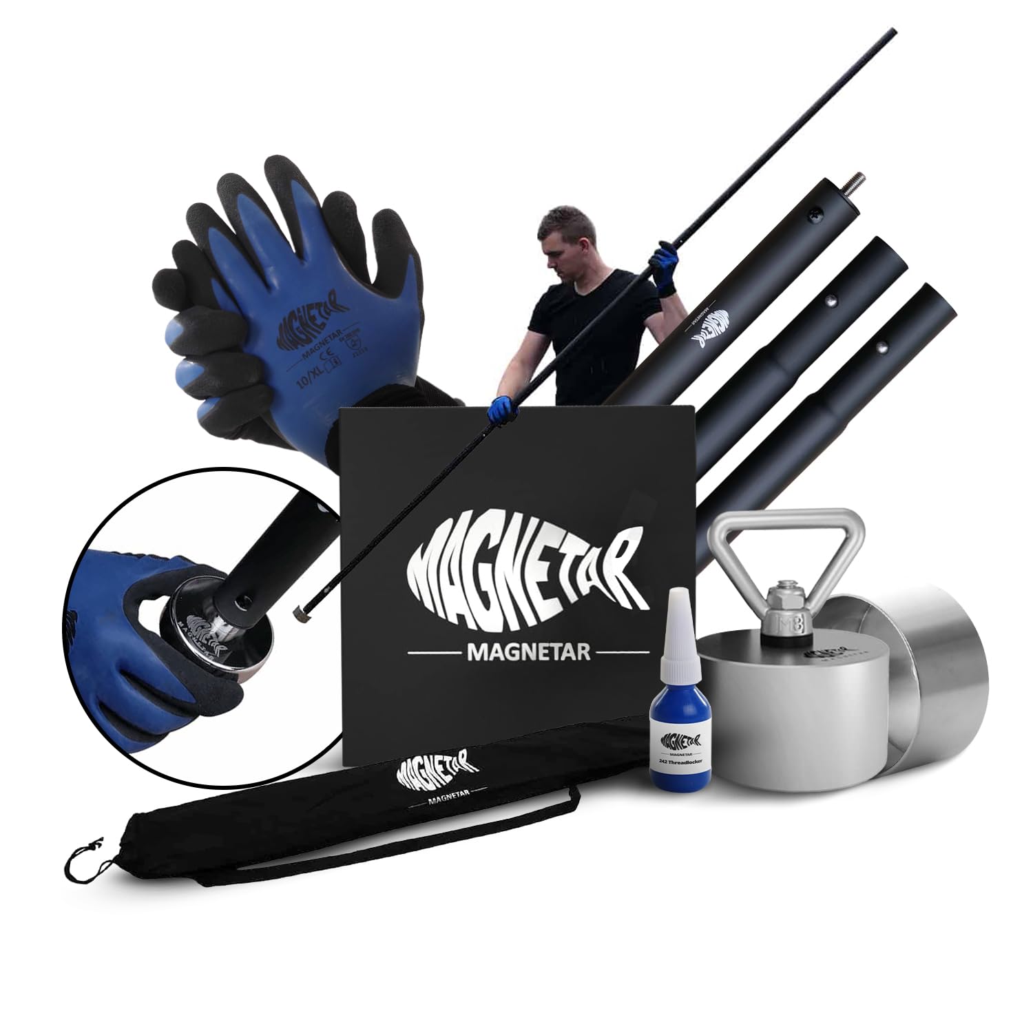 Magnetar Magneet Vissen Set - 800 Kg Vismagneet Dubbelzijdig - Magneetvisset met Touw/Handschoenen/Lijm - Neodymium Vis Magneet voor Magneetvissen