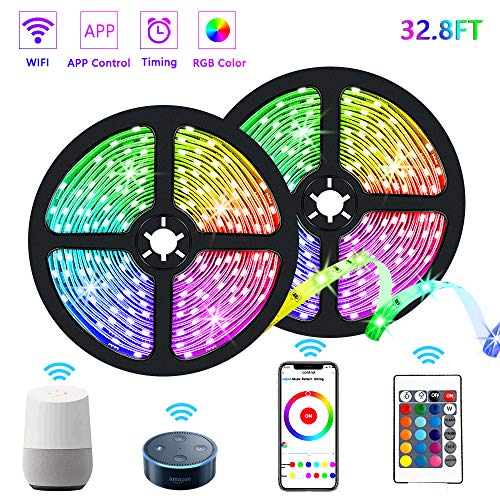 LED Strip Lights,32.8ft WiFi LED Tape Lights,300 LEDs 5050 RGB 12V Rope Lights
