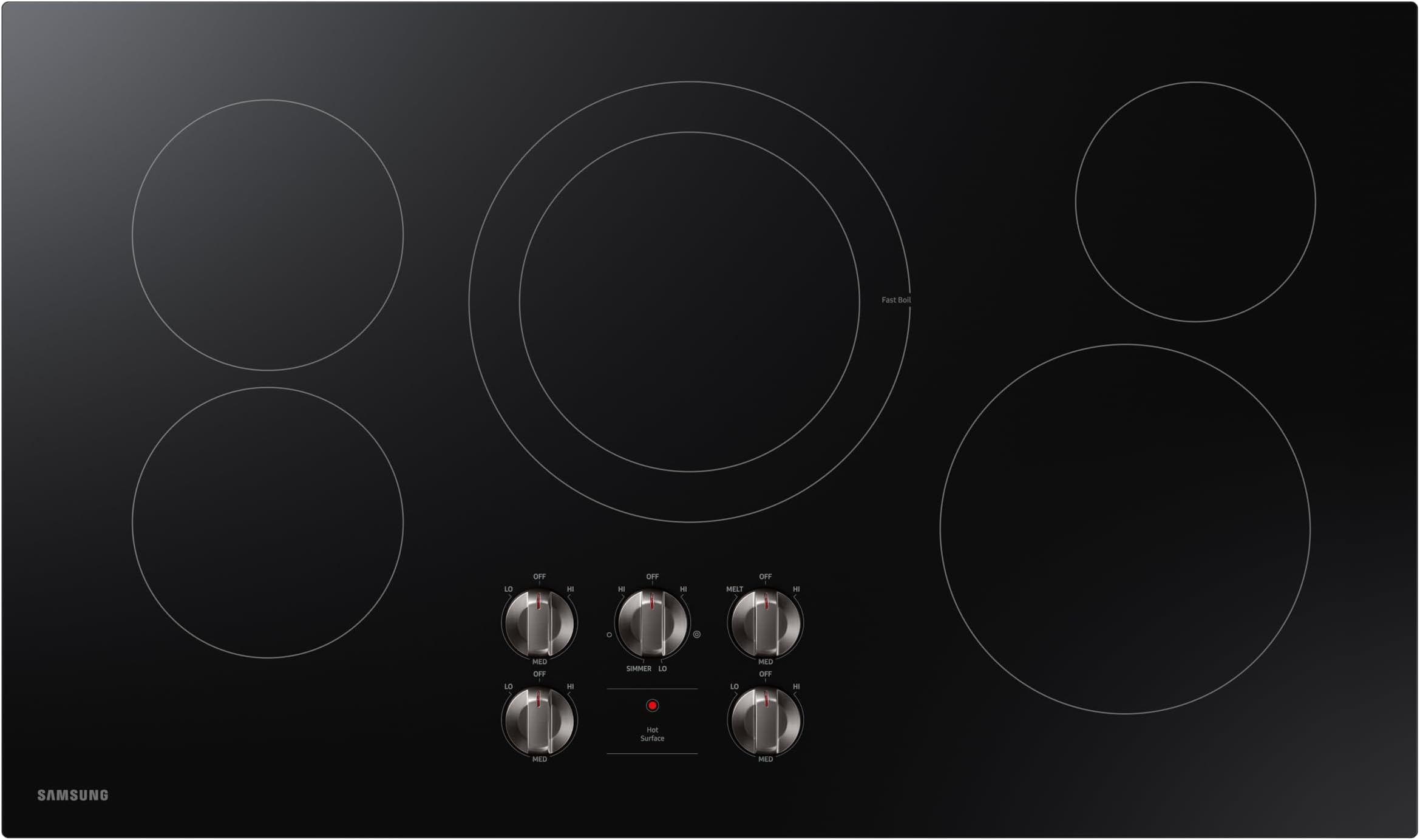 SAMSUNG 36" Built In Electric Cooktop with 5 Elements, Black, NZ36R5330RK/AA