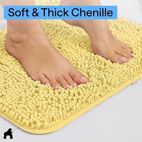 Miniatura 4 de Gorilla Grip - Tapete de baño de 60 x 24 pulgadas, de felpilla gruesa, suave y absorbente, secado rápido, de microfibra, con reverso de caucho