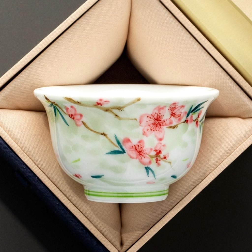 GSOUL Kungfu Tea cup Kitchen Coffee Cup Ceramic Hand-painted Peach Blossom Tea Personal Host Kung Fu Set Small Tea Cups