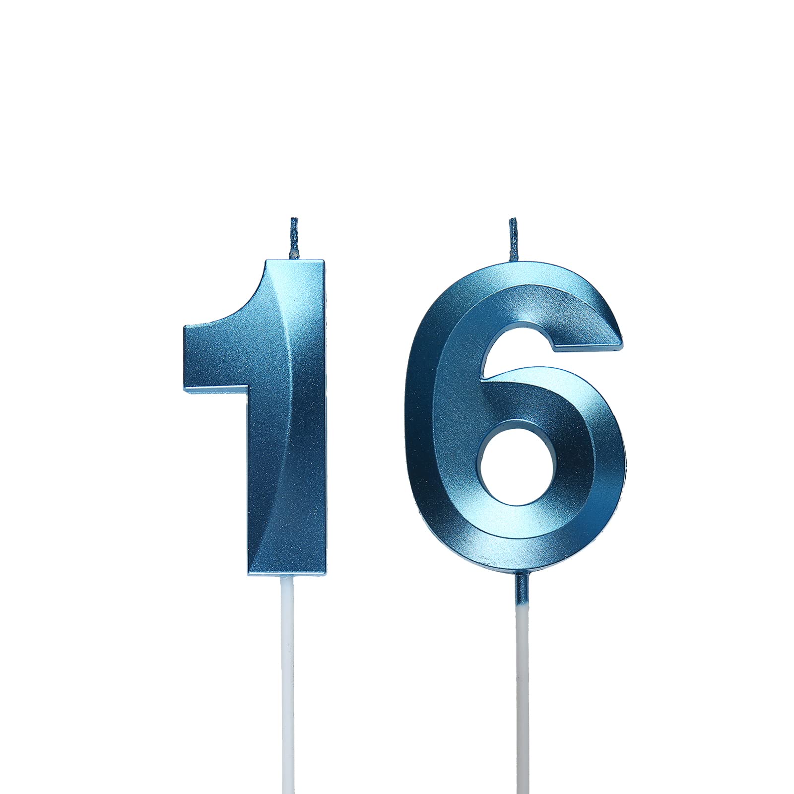 Velas azules de 16 cumpleaños, decoración para tartas con el número 16 para decoración de cumpleaños, decoración de fiestas