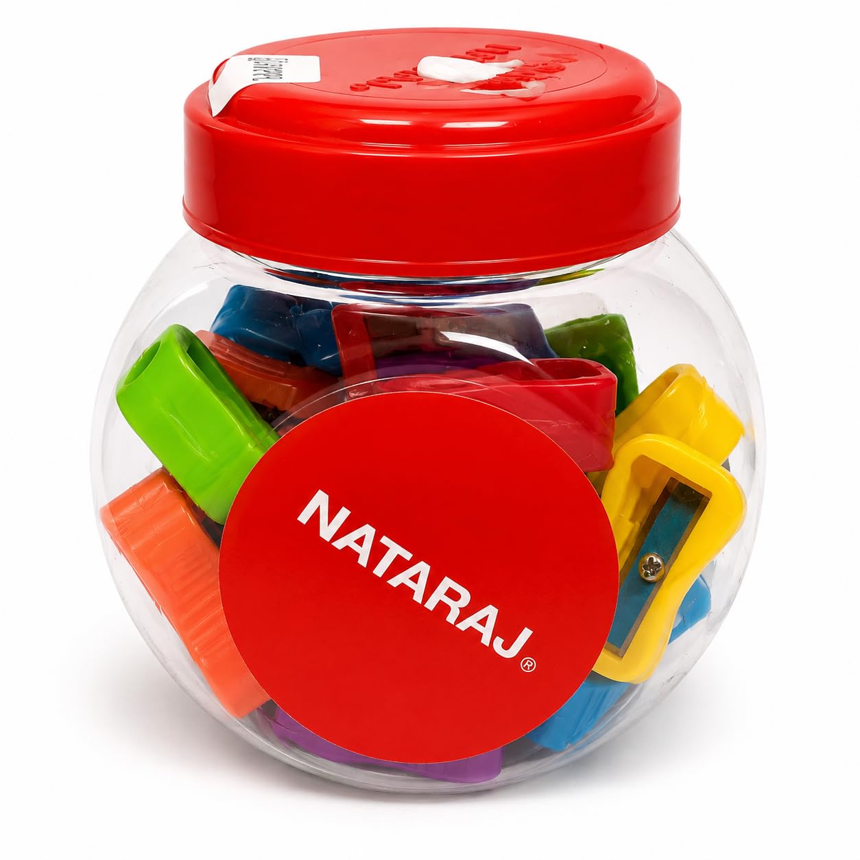 Nataraj - Pointy Sharpeners, Multicolor - 22 Pieces in a Jar | Durable Plastic Sharpeners for School, Office & Home