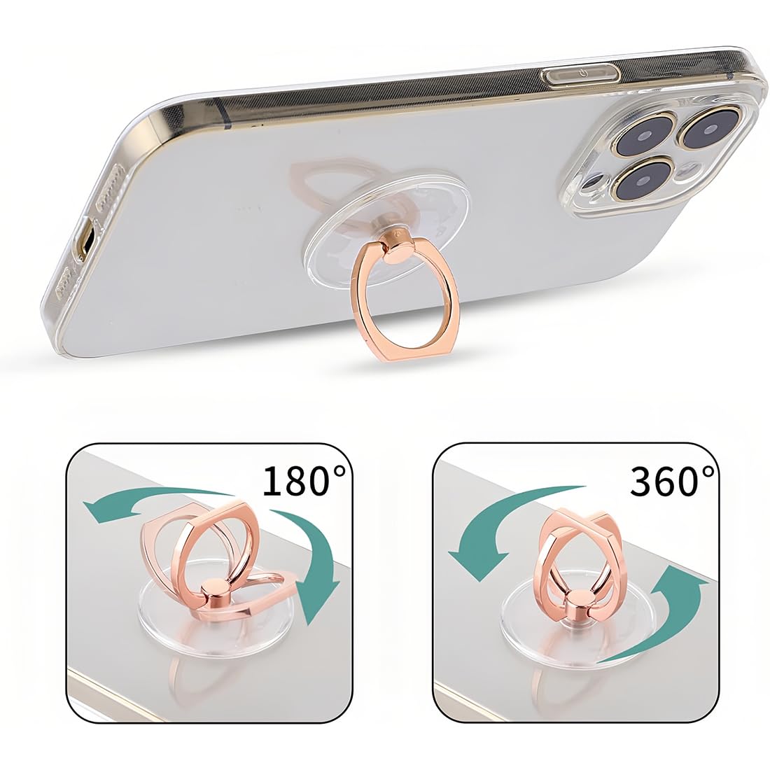 Msagkah 2 supporti ad anello per cellulare, 2 supporti ad anello per cellulare, 360° per tutti gli smartphone e i telefoni cellulari (rosa