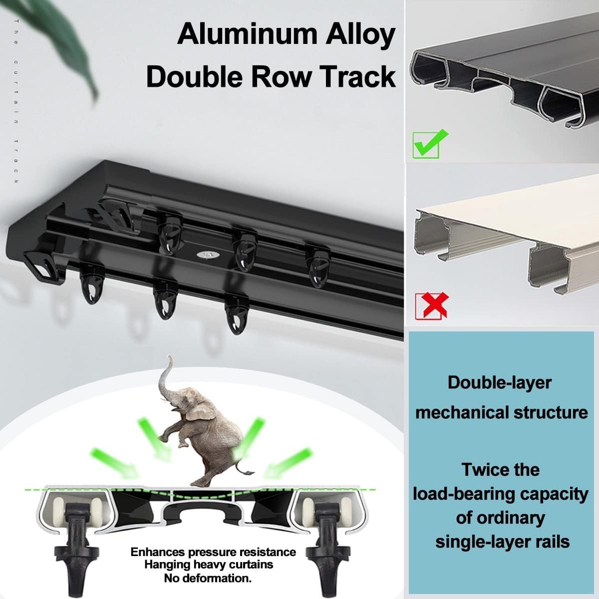 CMJYMX Dubbele gordijnrail, aluminium gordijnrailsysteem, plafondrail