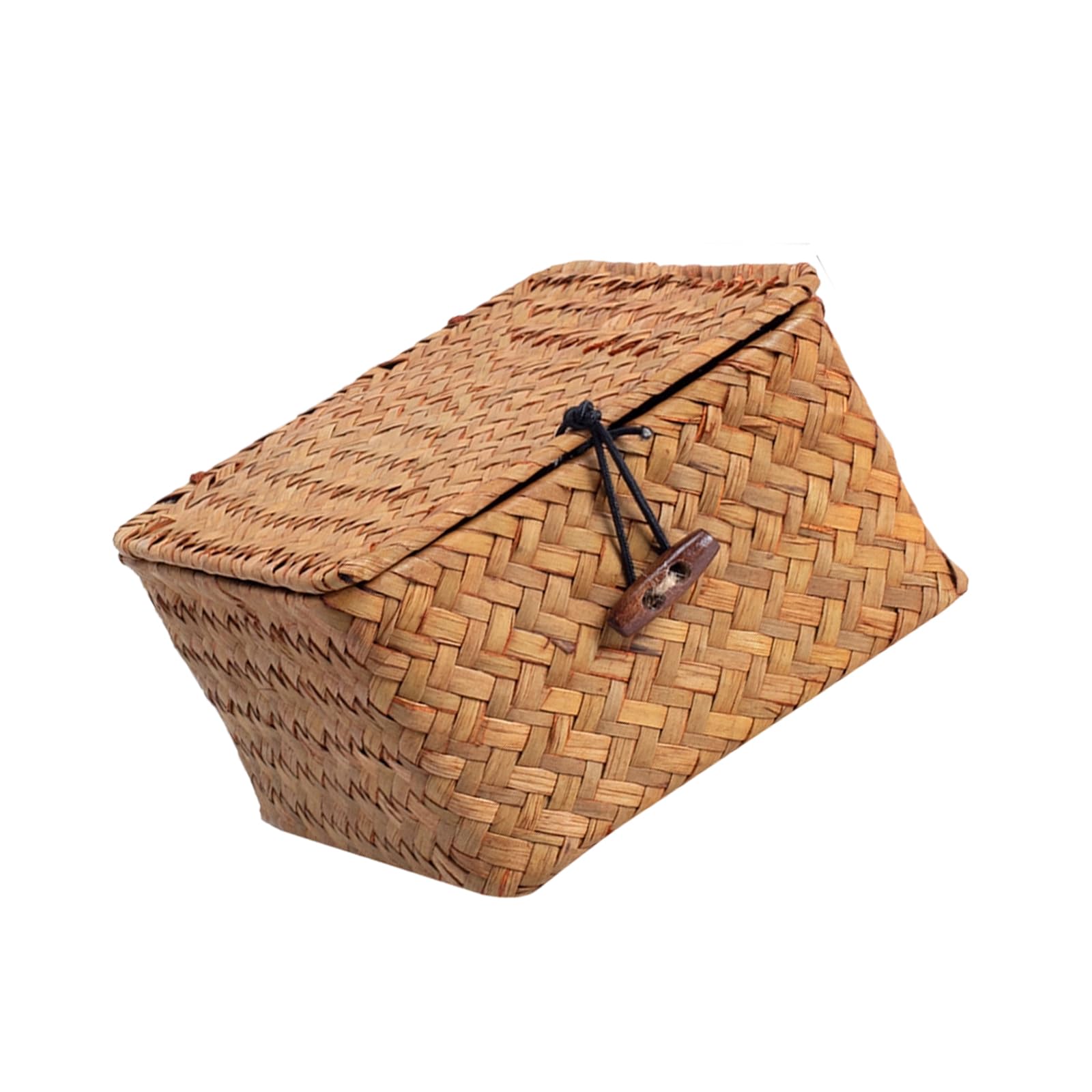 LUCKGONI Natural User Friendly Hand Woven Rattan Storage Basket Featuring a Cover for Homes Organization Living Area