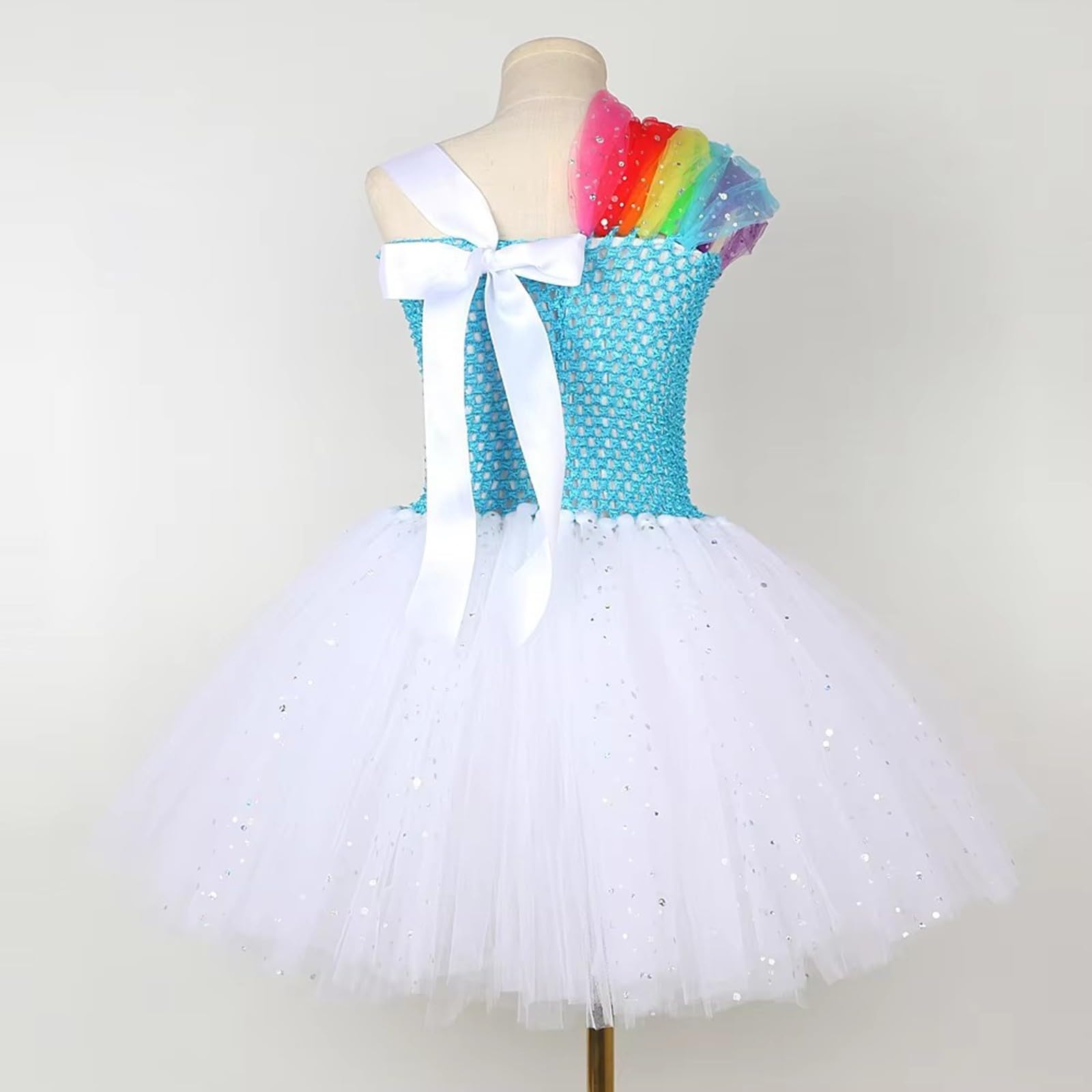 Generisch Vestito da ragazza arcobaleno tutù elegante abito da sera per feste di compleanno, festival, servizio fotografico, festival, feste, giochi di ruolo