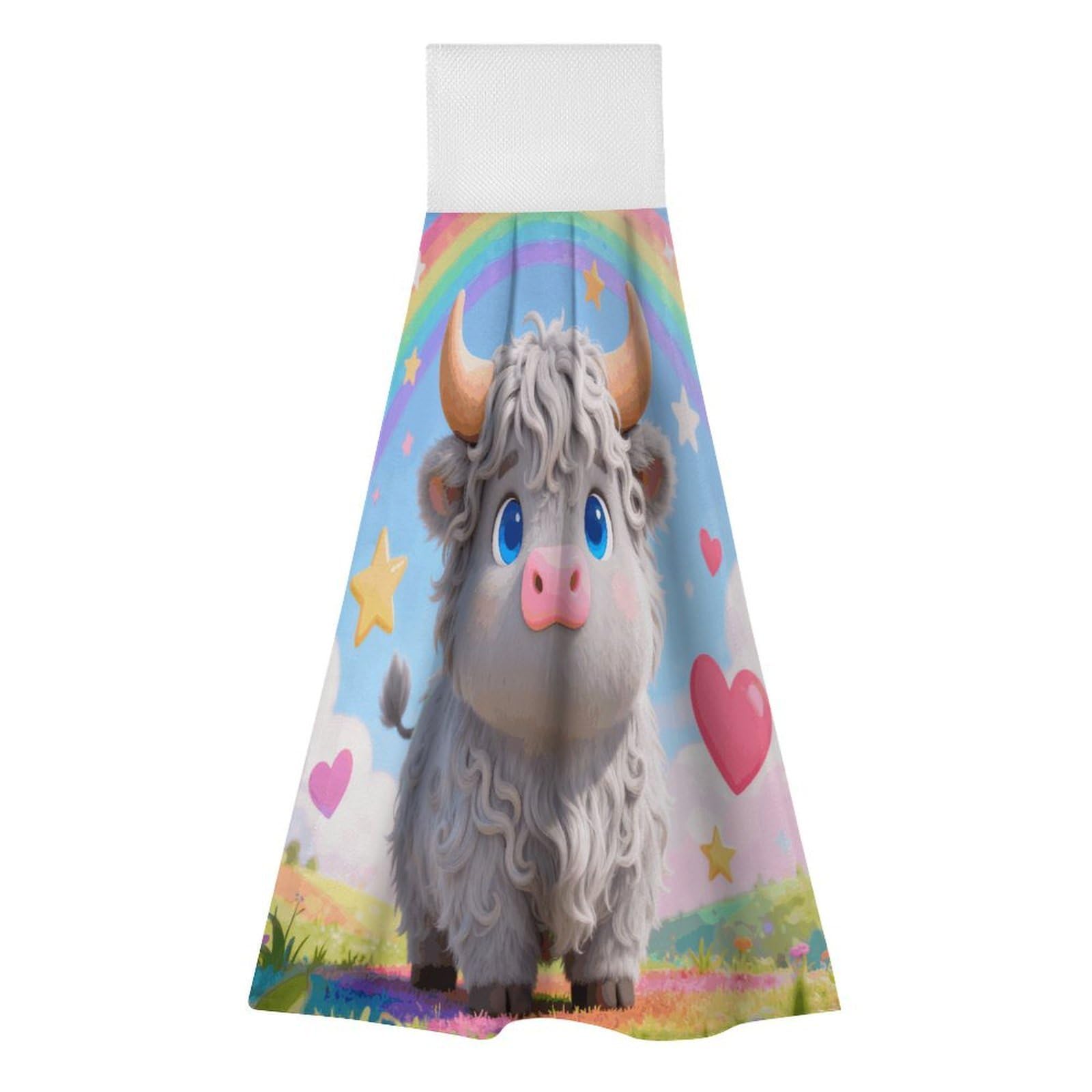 LZQPOEAS Highland Cow Hand Towel Reusable Polyester Towel Quick Dry Microfiber Washcloths, Reusable Lint Free Cleaning Towels for Bathroom Kitchen Hotel Spa Home Daily Use
