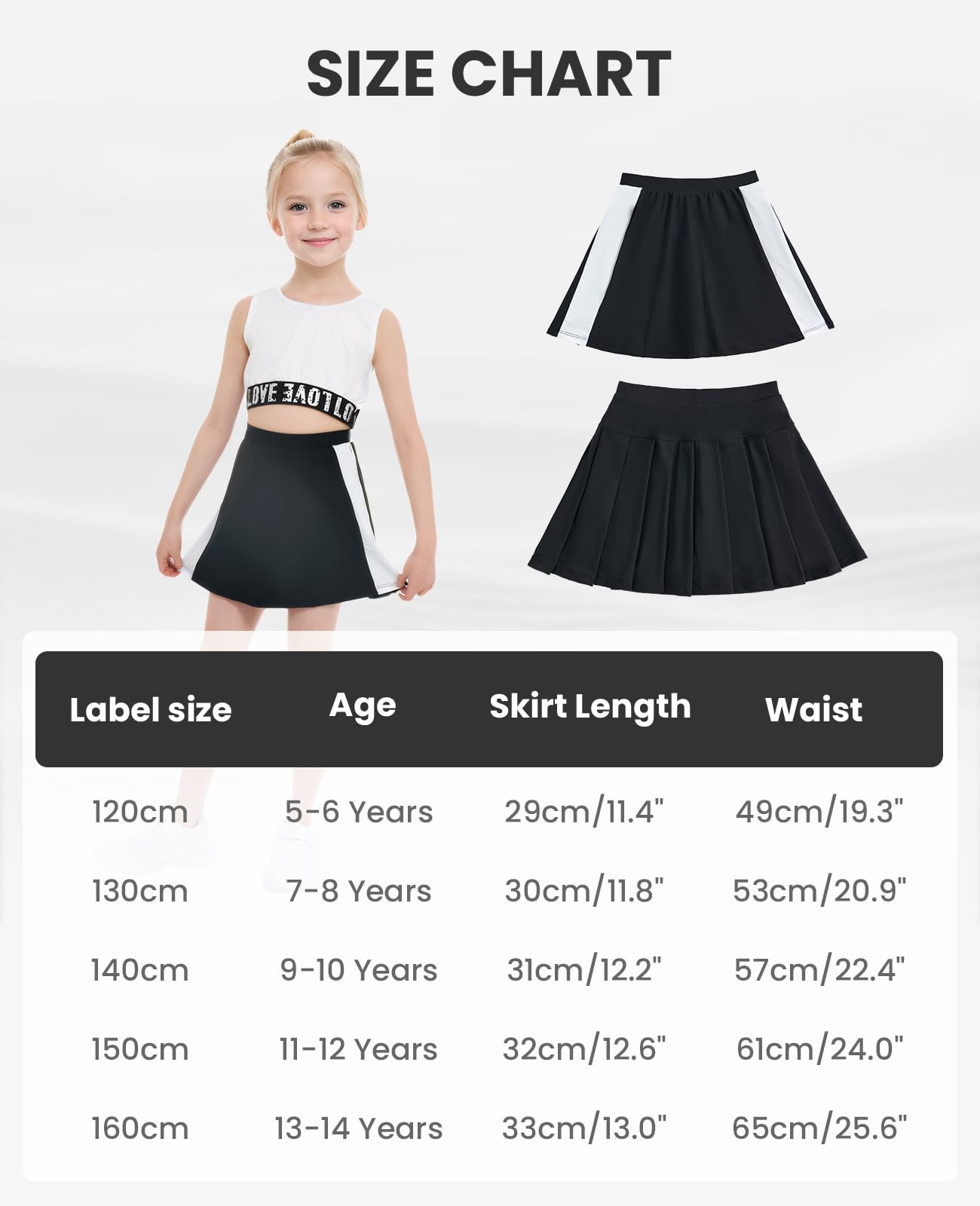 Gogokids Gonne da tennis per ragazze con tasche, gonna a pieghe da golf per giovani, atletica, con fodera pantaloncini, linea ad A, mini pattinatrice