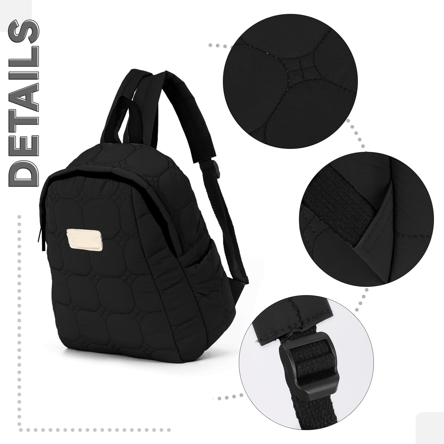 Oweisong Quilted Puffer Backpack for Women Small Lightweight Puffy Daypack Casual Travel Designer Bag for Ladies - Image 4