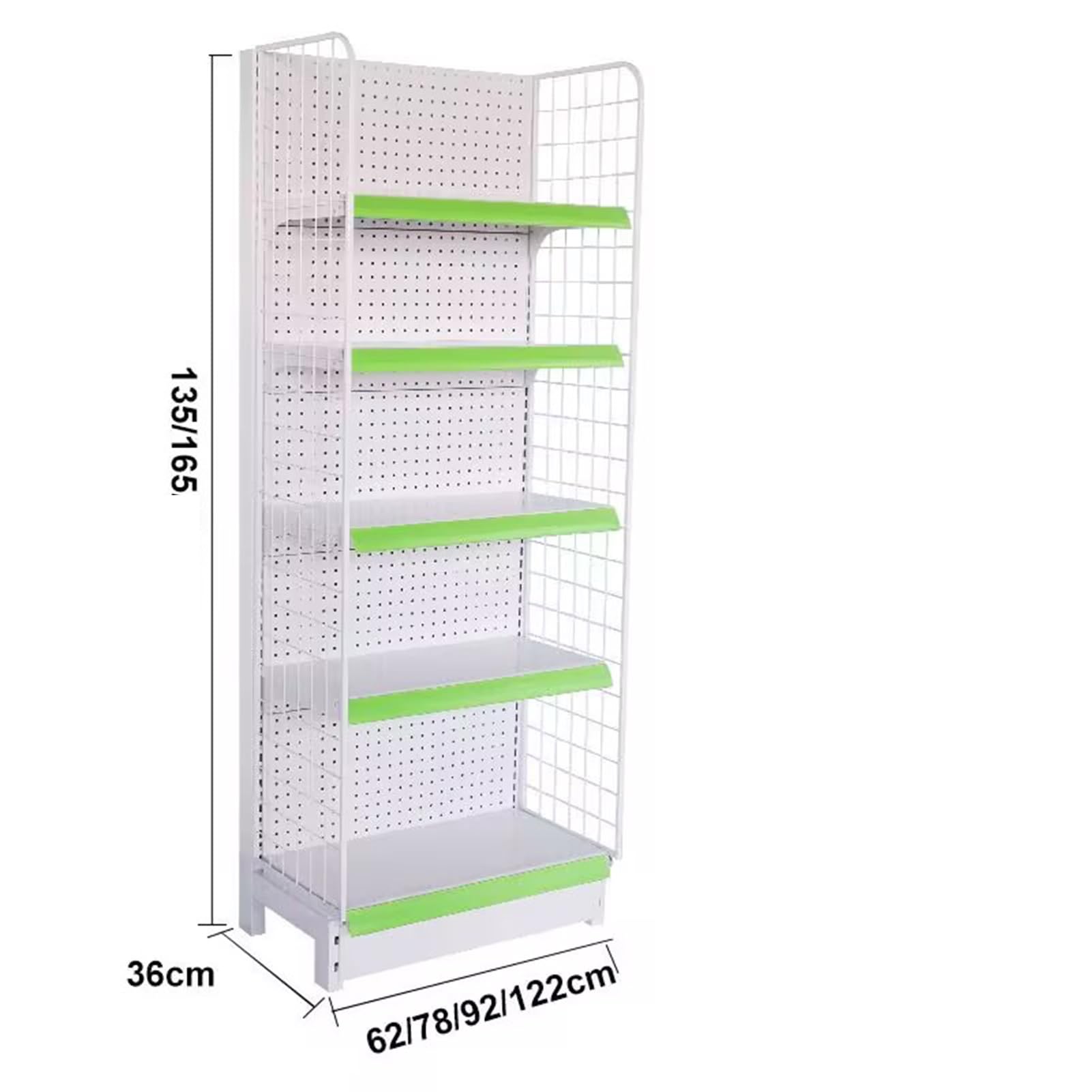 Convenience Combination Shelves - Retail Gondola Shelving Wall Display Rack - with Grid Supermarket Shelves, for Retail/Convenience Grocery/Supermarket Shelves(Black,122 * 36 * 135cm)