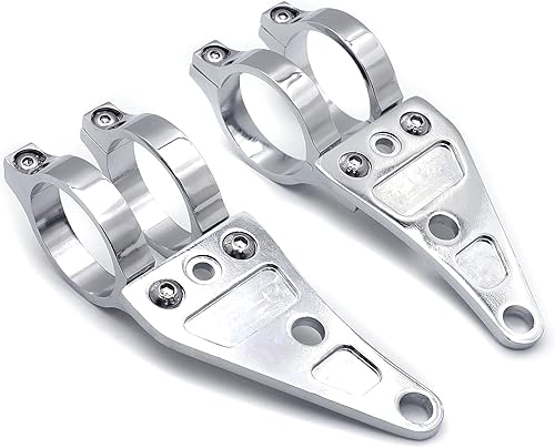 HTTMT MT299-007-CD Abrazaderas de señal de giro cromadas 1.378 in Soporte de montaje de faro Horquilla Oído Chopper Cafe Racer Negro Compatible con
