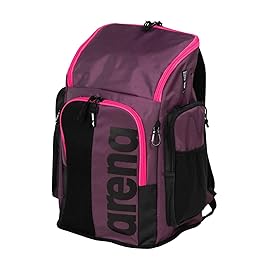 ARENA Spiky III Backpack 45 Swimming Athlete Sports Gym Rucksack Large Training Gear Equipment Swim Bag for Men and Women, 45 Liters, Plum/Neon Pink