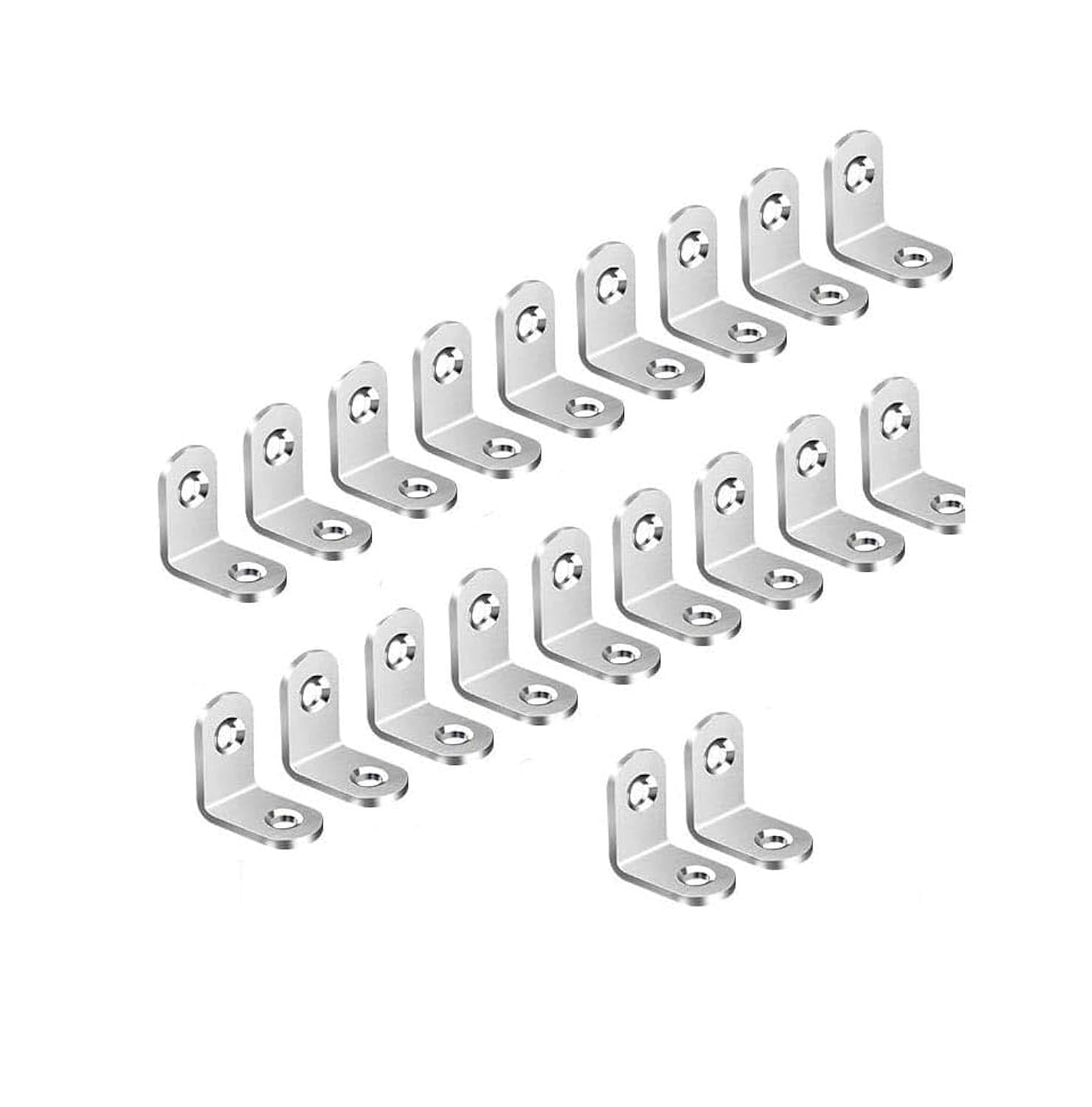 20 Pcs Corner Brace L Shaped Bracket Corner Brace Stainless Steel 90 Degree Corner Brace Heavy Duty Right Angle Bracket for Wood Furniture Chair Drawer Cabinet with Screws (20x20x16mm)