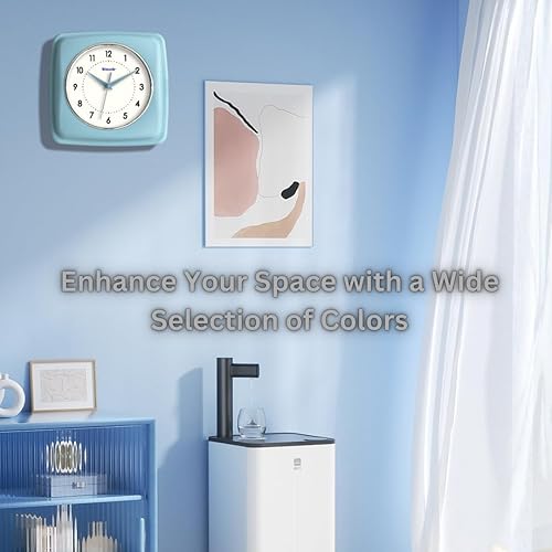 Miniatura 4 de Reloj de pared cuadrado retro de 9 pulgadas, funciona con pilas, reloj decorativo silencioso sin tictac para el hogar, oficina, cocina, dormitorio,