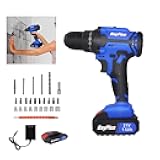 21V Cordless Drill Driver Screwdriver with LED, 45Nm Screw Gun, 25+1 Torque Setting, Lithium-Ion Electric DIY Tools, 0.8mm-10mm Chuck, Variable Speed, Rechargeable Drill for Wood Metal