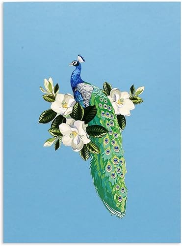Miniatura 3 de Elegante tarjeta emergente de pavo real en 3D, tarjeta de felicitación hecha a mano con perca floral y plumas vibrantes, perfecta para cumpleaños,