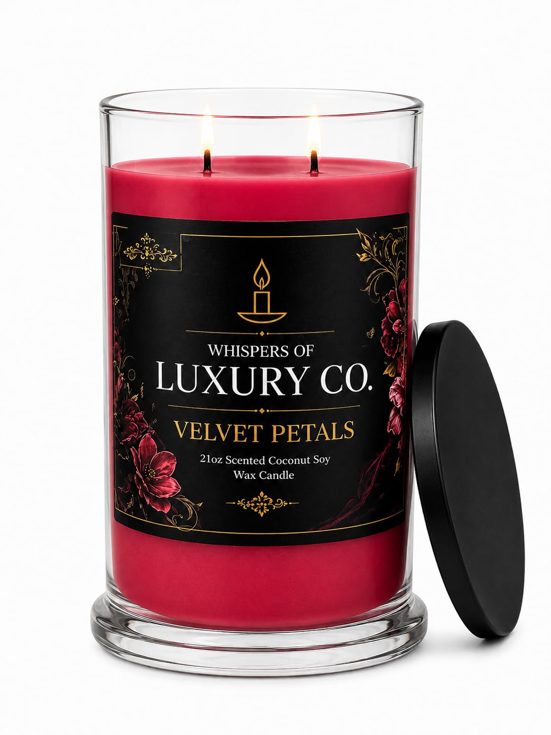 Velvet Petals - Candela di cera di soia al cocco, barattolo grande da 595 g, con durata fino a 150 ore