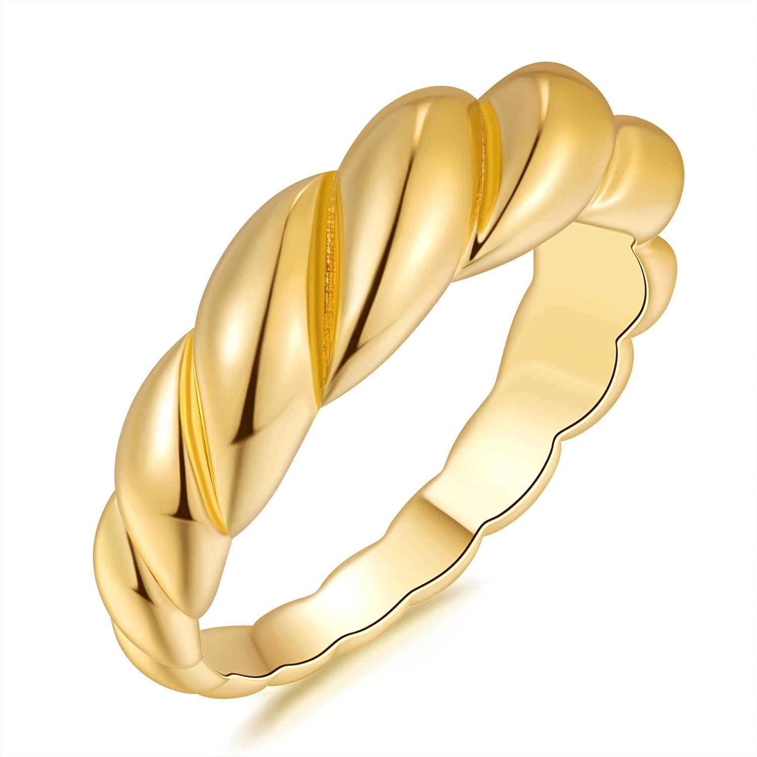 FORUYIJI 14K Gold Rings for Women Non Tarnish Gold Rings Dainty Gold Rings for Women Unisex and Unstoppable Twisted Vintage Vibes Cute Gold Rings 5,6,7,8,9