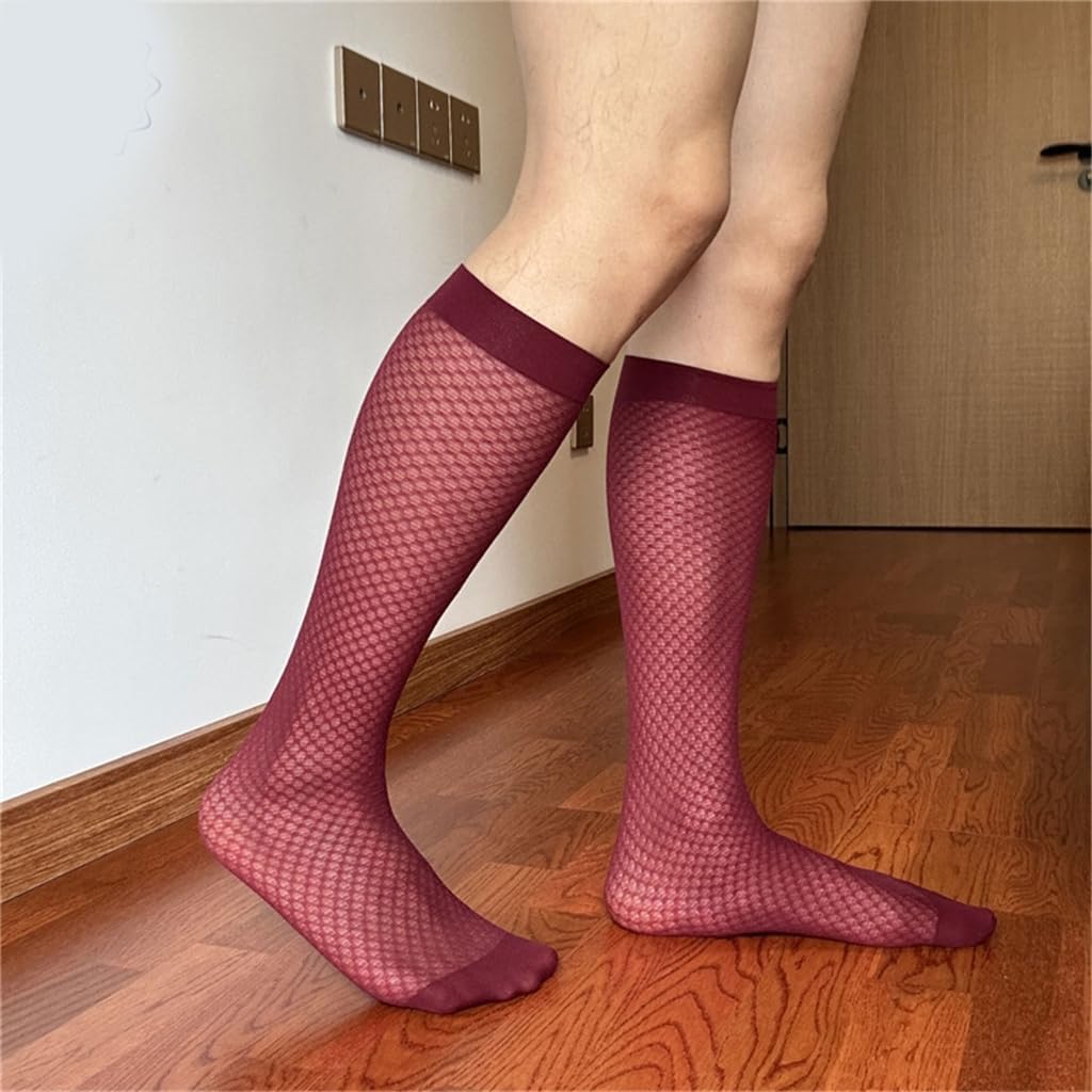 Mens Sheer Business Dress Sock Long Over the Calf Dress or Work Socks Nylon Formal Sock Knee Highs Work Stockings
