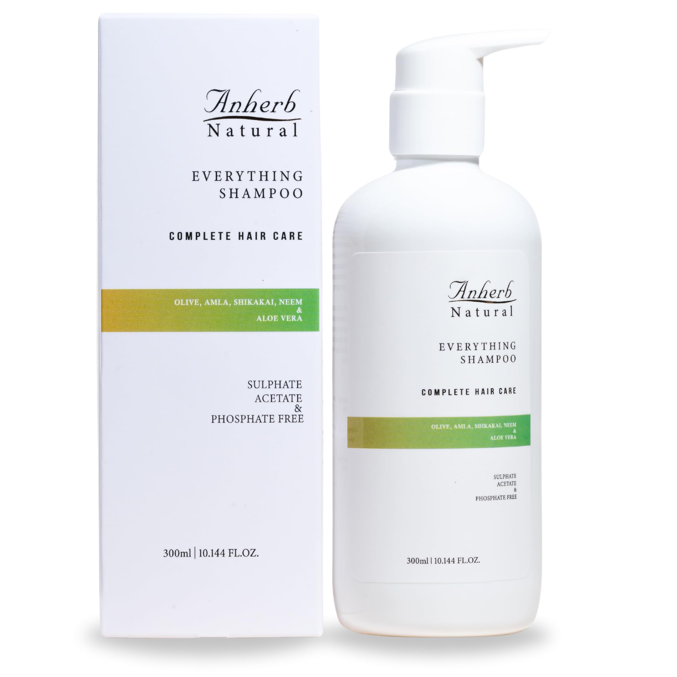 Anherb Natural Everything Shampoo For Ultimate Nourishment + Strength Infusion | Olive + Amla + Shikakai + Neem + Aloe Vera Blend | Root To Tip | For All Hair Types | 300Ml X Pack Of 1
