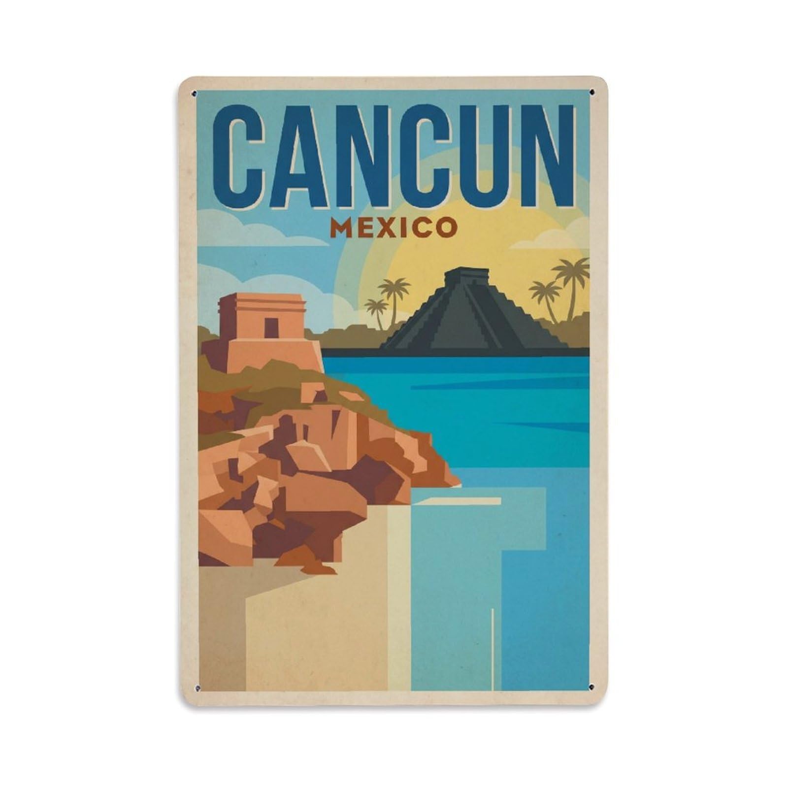 Travel Retro Mexico Cancun Metal Tin Sign