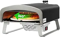 Q Pizza Forno de pizza a gás com pedra giratória automática, forno portátil a gás propano para cozinhar ao ar livre, cozinha, quintal, festa, praia, trailer, acampamento, PS102