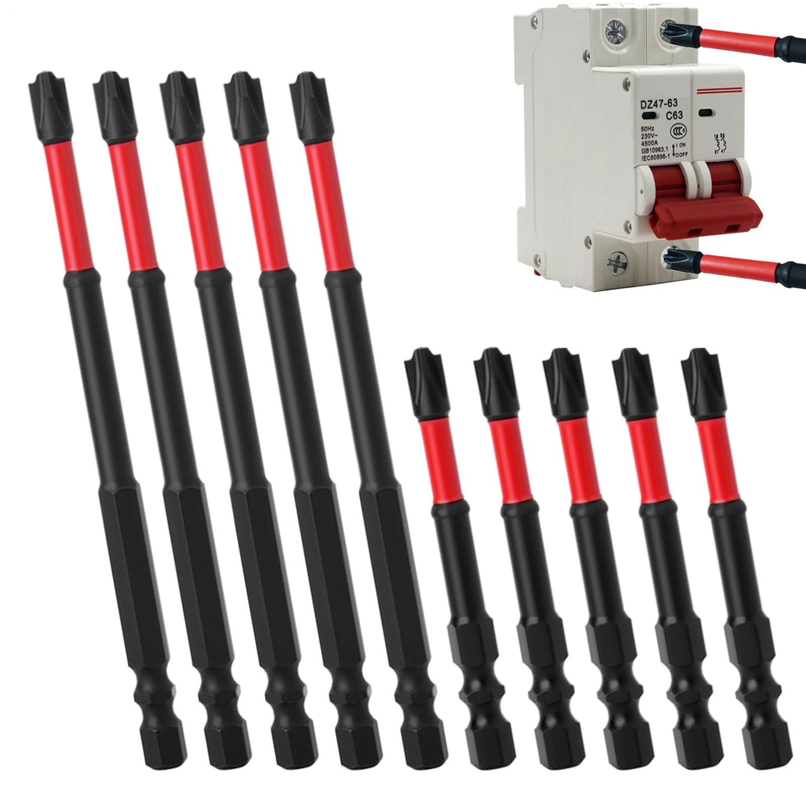 Juego de puntas de destornillador magnético kit de 10 puntas de acero para electricistas y taller