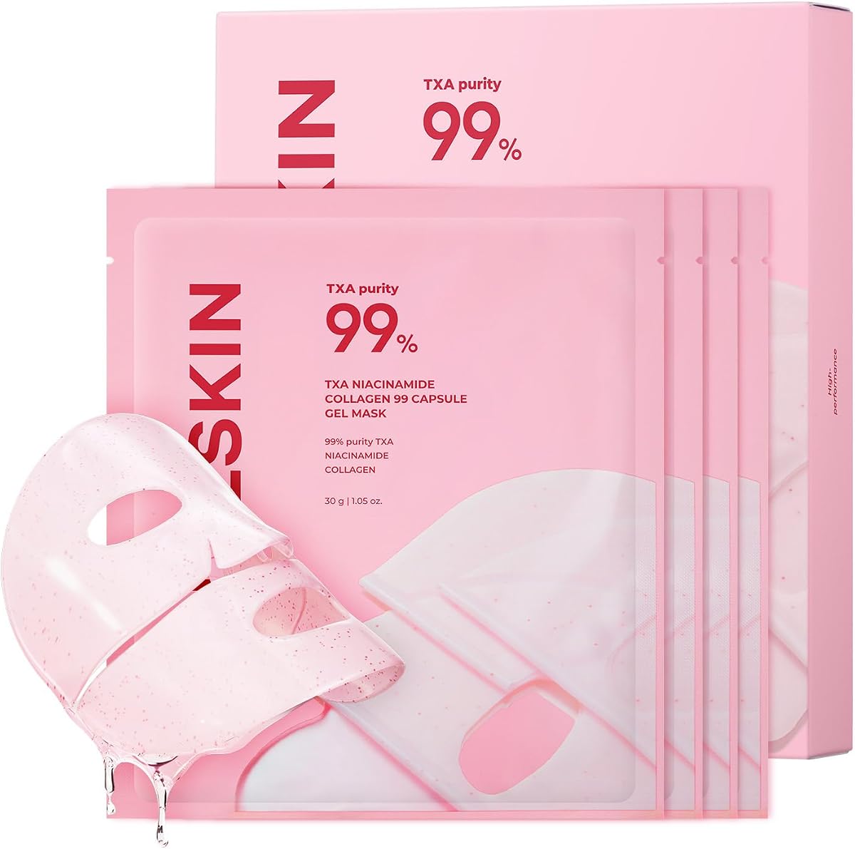 APRILSKIN TXA Pink Capsule Gel Mask 4EA | Overnight Gel Mask with Tranexamic Acid - Hydrating & Firming, Uneven Skin Tone, 30g 4ea